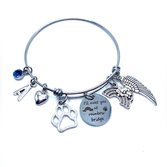 Pet Memorial Bracelet I’ll Meet You at Rainbow Bridge May Be Personalized - Picture 6 of 7